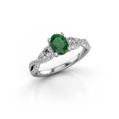 Engagement ring Marilou CUS 950 platinum emerald 5 mm