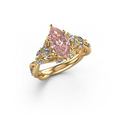 Engagement ring Samantha MRQ 585 gold pink lab grown diamond 11x5.5 mm