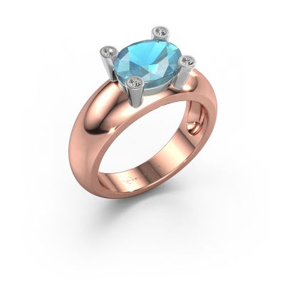 Ring Tamara OVL 585 Roségold Blau Topas 9x7 mm