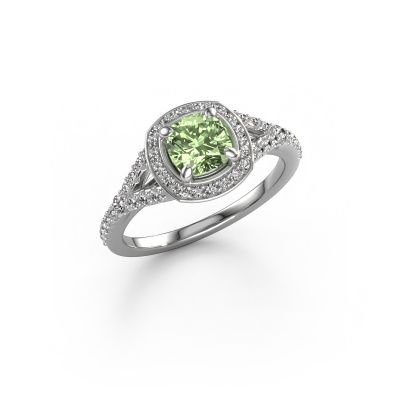 Engagement ring Pamela CUS 585 white gold green lab grown diamond 5.5 mm