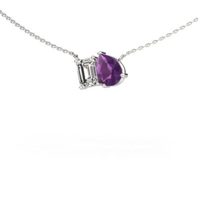 Pendant Toi et Moi PER EME 585 white gold amethyst 8x6 mm
