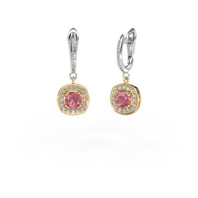 Drop earrings Marlotte 2 585 gold tourmaline pink 5 mm