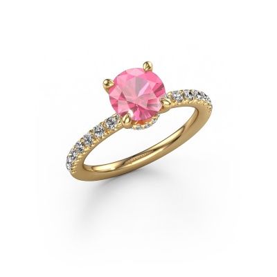 Engagement ring Crystal rnd 4 585 gold pink sapphire 7 mm