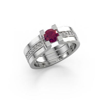 Verlobungsring Myrthe 950 Platin Rhodolit 5 mm