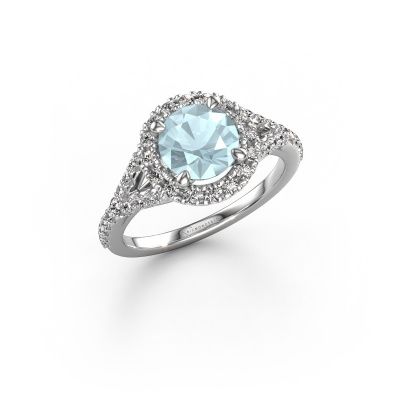 Engagement ring Kimber RND 950 platinum aquamarine 7 mm