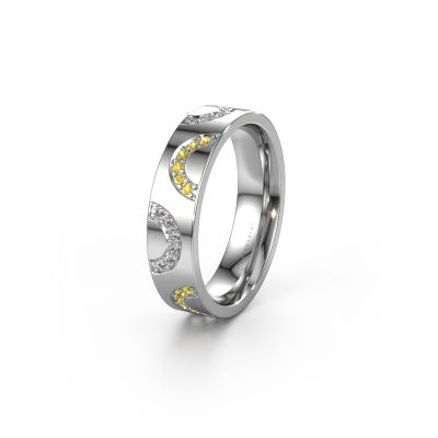 Wedding ring WH0136L15BP 585 white gold yellow sapphire ±0.20x0.08 in