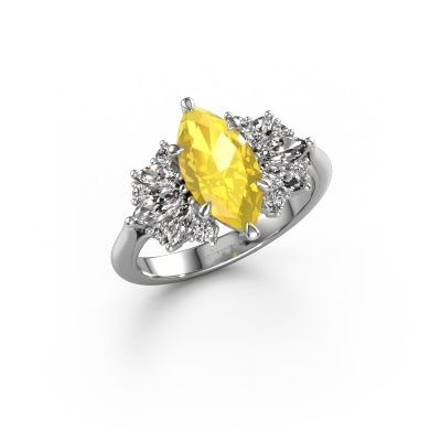 Engagement ring Jaimie 585 white gold yellow sapphire 12x6 mm