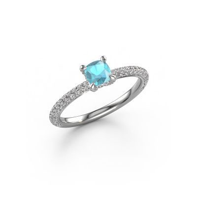 Bague de fiançailles Saskia 2 cus 950 platine topaze bleue 4.5 mm