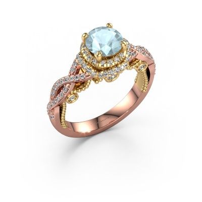 Engagement ring Leora 585 rose gold aquamarine 6.5 mm