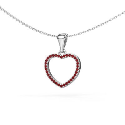 Pendant Heart 6 585 white gold ruby 1 mm