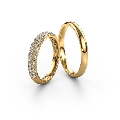 Trouwringen set Lavender ±3x1.7 mm 14 Carat goud diamant 0.01 crt