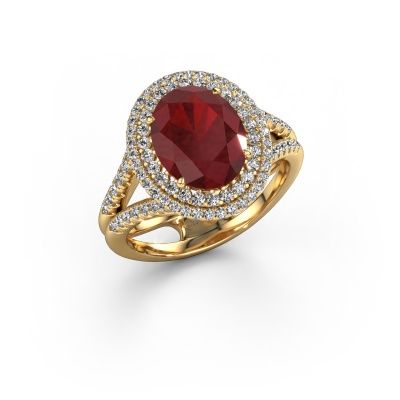 Engagement ring Elvie 585 gold ruby 10x8 mm