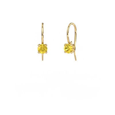 Drop earrings Cleo RND 585 gold yellow sapphire 5 mm