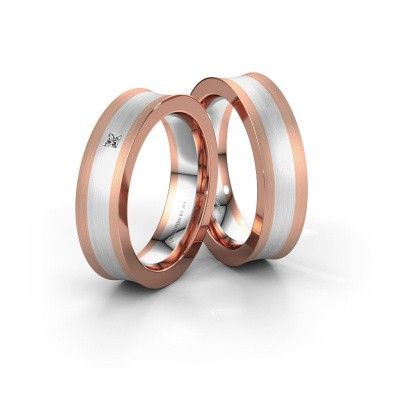 Wedding rings set WH2238LM2 ±5x2 mm 14 Carat rose gold diamond 0.05 crt