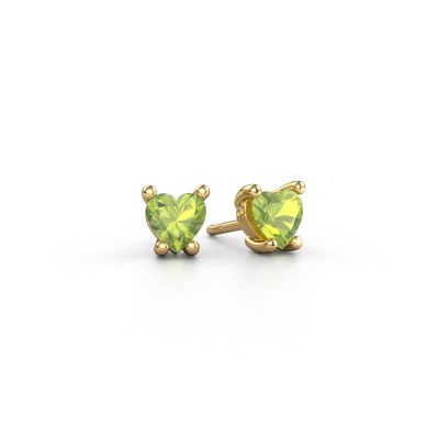 Earrings Sam Heart 585 gold peridot 5 mm