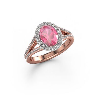 Engagement ring Verla ovl 2 585 rose gold pink sapphire 8x6 mm