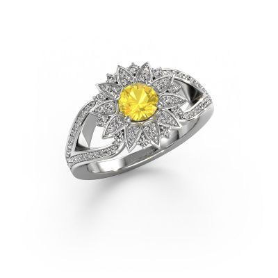Ring Chasidy 2 585 white gold yellow sapphire 5 mm