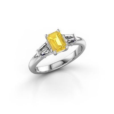 Engagement ring Kina EME 925 silver yellow sapphire 6.5x4.5 mm