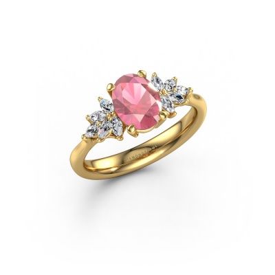 Engagement ring Fiona OVL 585 gold tourmaline pink 8x6 mm