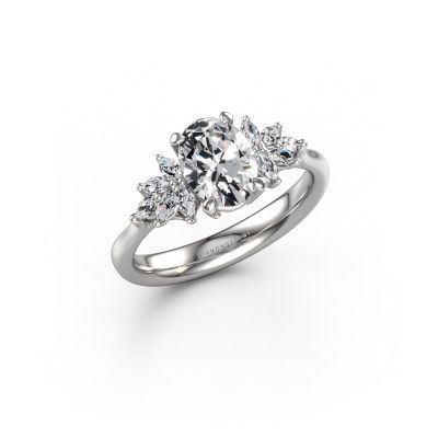 Bague de fiançailles Fiona OVL 585 or blanc diamant synthétique 1.35 crt