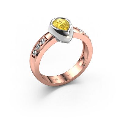 Ring Charlotte Pear 585 rose gold yellow sapphire 8x5 mm