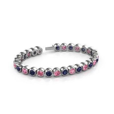 Bracelet tennis Bianca 5 mm 585 or blanc saphir rose 5 mm