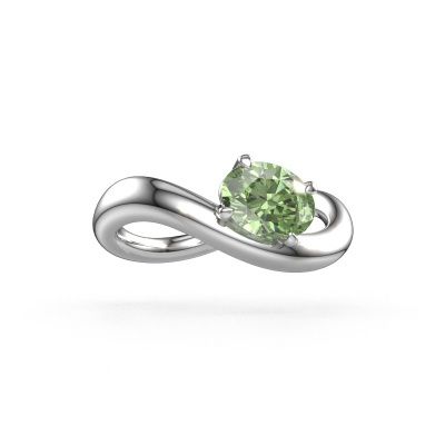 Engagement ring Chloe OVL 950 platinum green lab grown diamond 7,5x5,5 mm