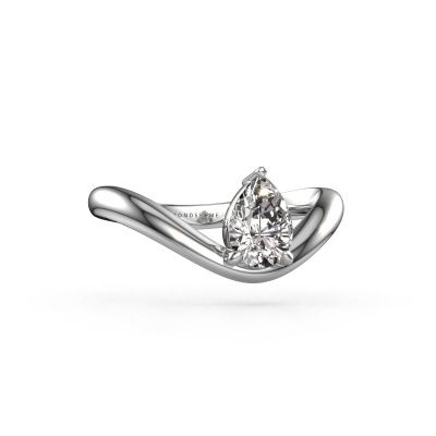 Engagement ring Femke PER 585 white gold custom diamond 7x5 mm