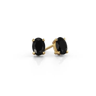 Clous d'oreilles Sam OVL 585 or jaune diamant noir 1.05 crt