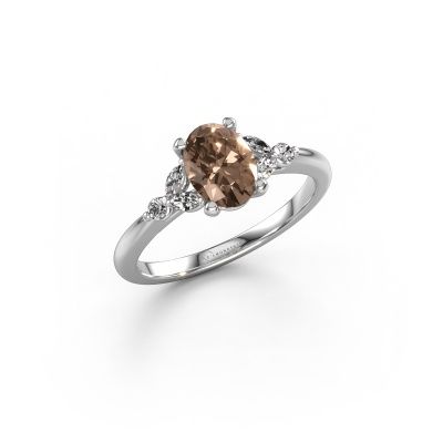 Engagement ring Megan OVL 950 platinum brown diamond 0.95 crt
