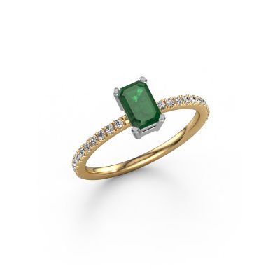 Engagement ring Denita 2 EME 585 gold emerald 6x4 mm