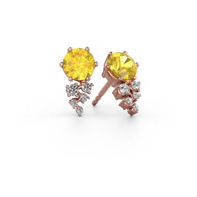 Boucles d'oreilles Royce 585 or rose saphir jaune 6 mm