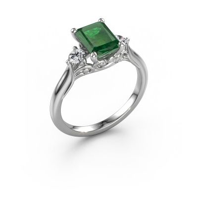 Engagement ring Laurian EME 950 platinum emerald 8x6 mm