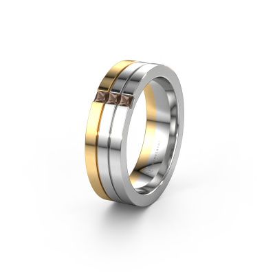 Wedding ring WH0428L16BP 585 white gold smokey quartz ±0.24x0.08 in