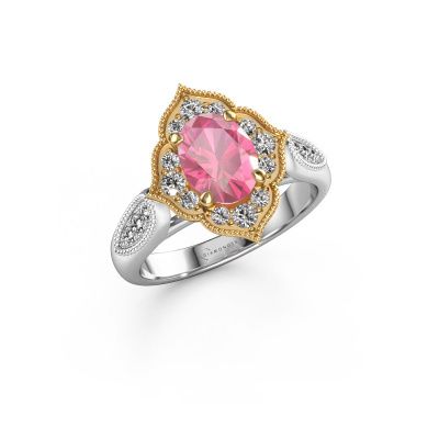 Verlobungsring Rosan 585 Weißgold Pink Saphir 8x6 mm