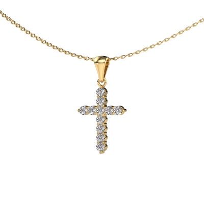 Pendant Cross 585 gold diamond 0.330 crt