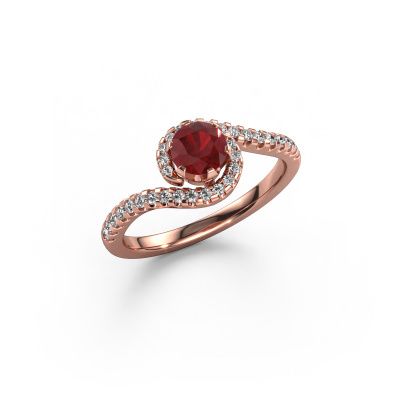 Bague de fiançailles Elli 585 or rose rubis 5 mm