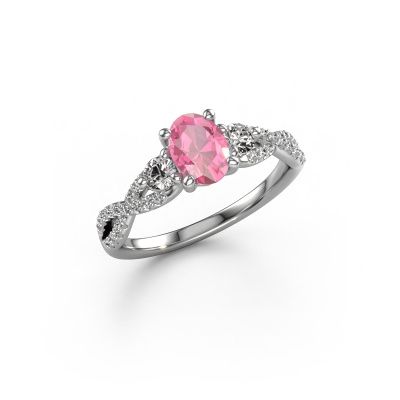Verlovingsring Marilou OVL 950 platina roze saffier 7,5x5,5 mm
