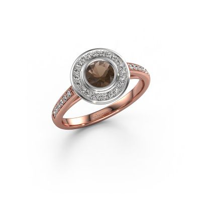 Bague de fiançailles Noud 2 RND 585 or rose quartz fumé 5 mm