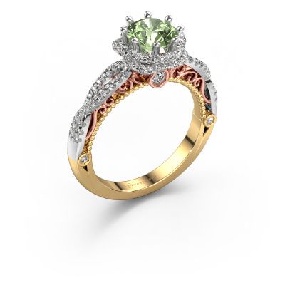 Engagement ring Lysanne 585 gold green lab grown diamond 6.5 mm
