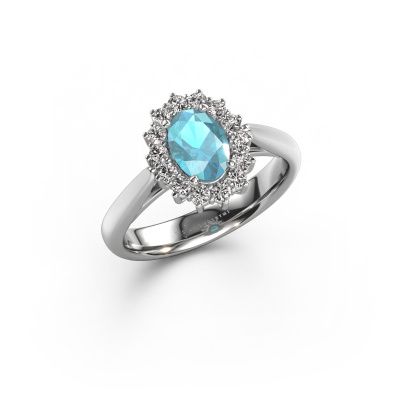 Engagement ring Margien 1 585 white gold blue topaz 7x5 mm