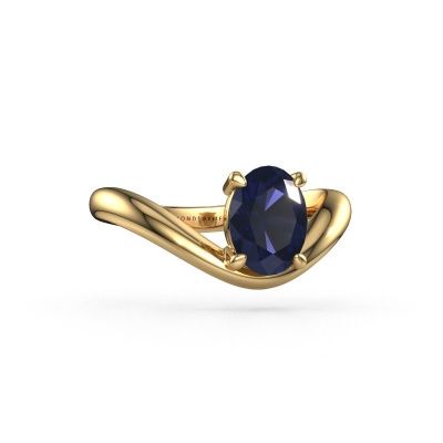 Engagement ring Femke OVL 585 gold sapphire 8x6 mm