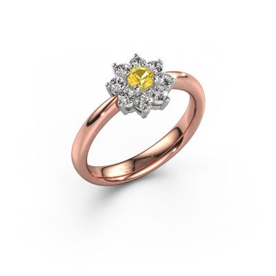 Bague de fiançailles Camille 1 585 or rose saphir jaune 3.4 mm