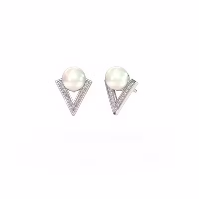 Earrings Faith 950 platinum white pearl 7 mm