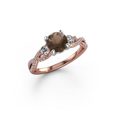Engagement ring Marilou RND 585 rose gold smokey quartz 6.5 mm