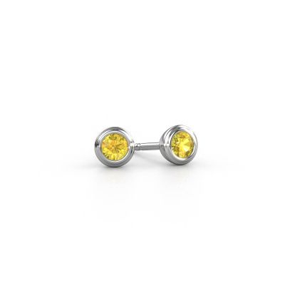 Stud earrings Shemika 950 platinum yellow sapphire 4 mm