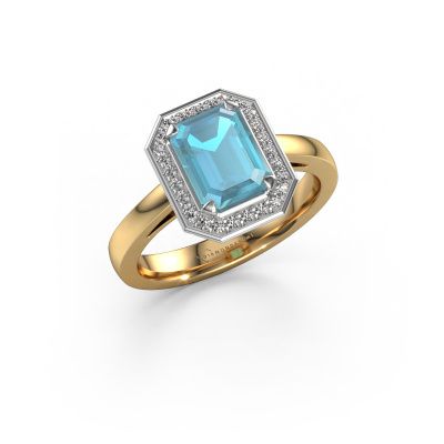 Engagement ring Dodie 1 eme 585 gold blue topaz 8x6 mm