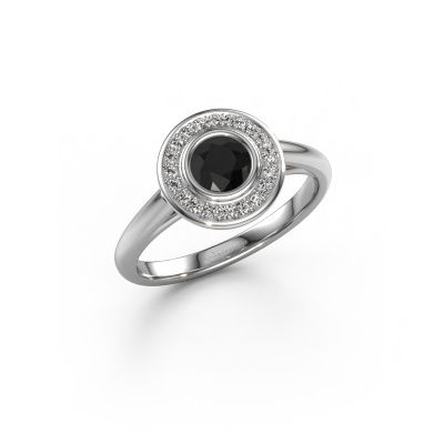 Promise ring Noud 1 RND 585 white gold black diamond 0.614 crt