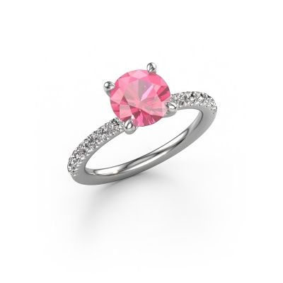 Engagement ring Crystal RND 2 950 platinum pink sapphire 7.3 mm