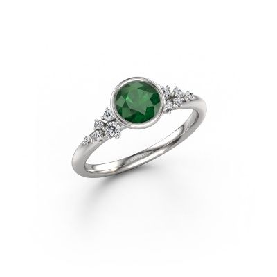 Verlovingsring Aliyah RND 950 platina smaragd 5.7 mm